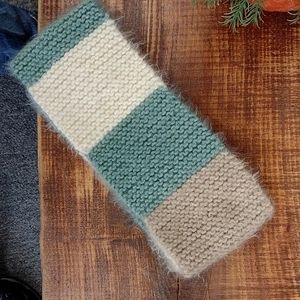 NEW handmade Oat, Ivory and Muted Jade Knit Scarf